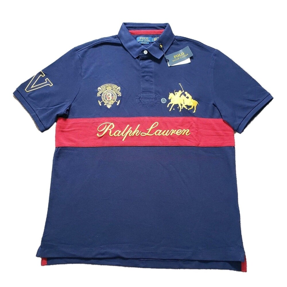 NWT Polo Ralph Lauren Sz Large Mens Classic Fit Dual Player Navy Tom Polo Shirt
